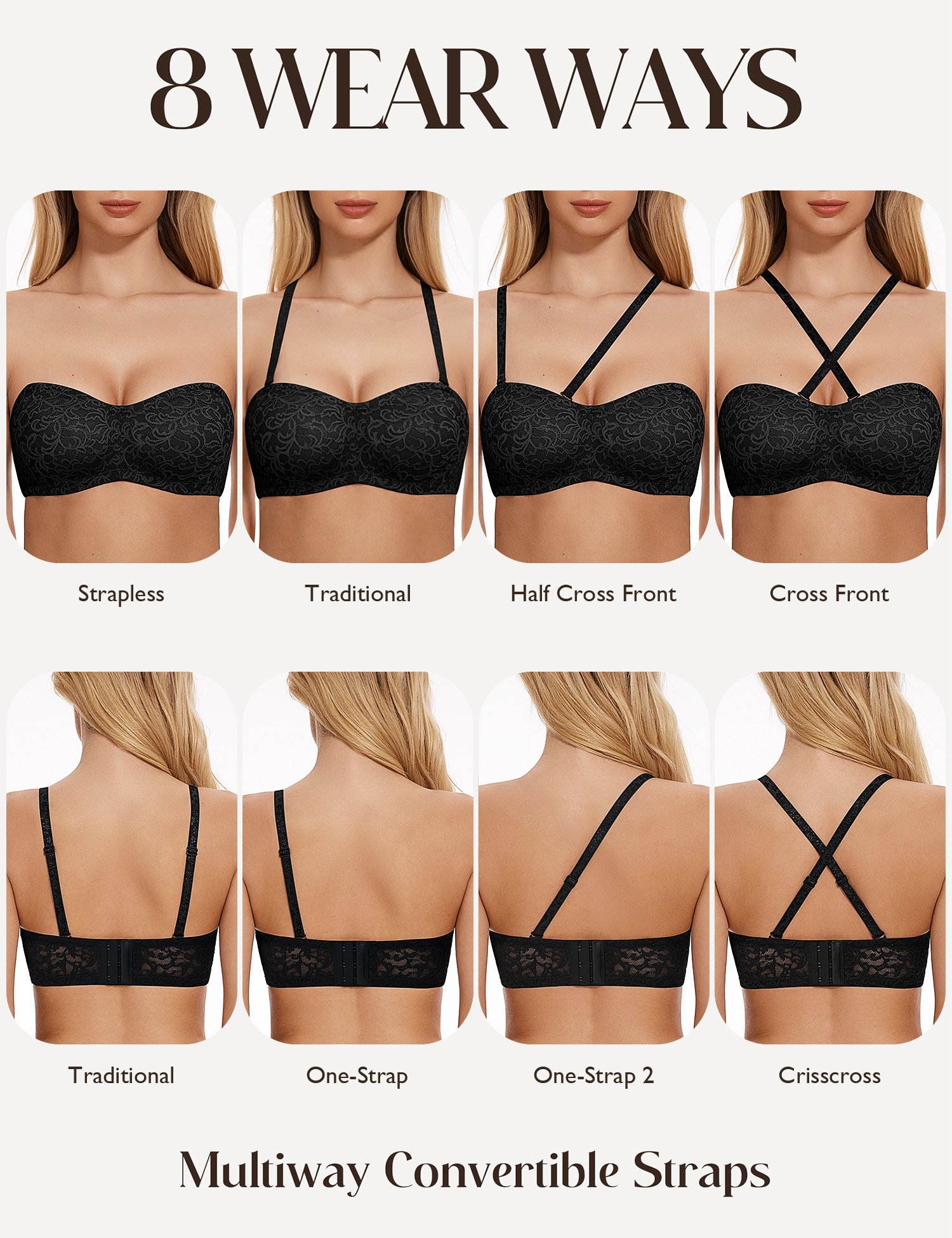 Wingslove Women's Strapless mu - Convertible Bra Multiway recension och pris