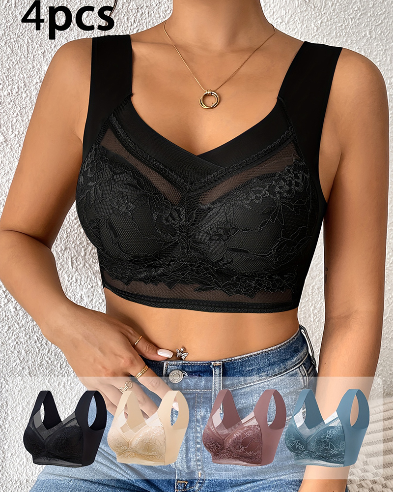 4Pcs Plus Size Women Seamless  - Plunge Bra Push Up recension och pris