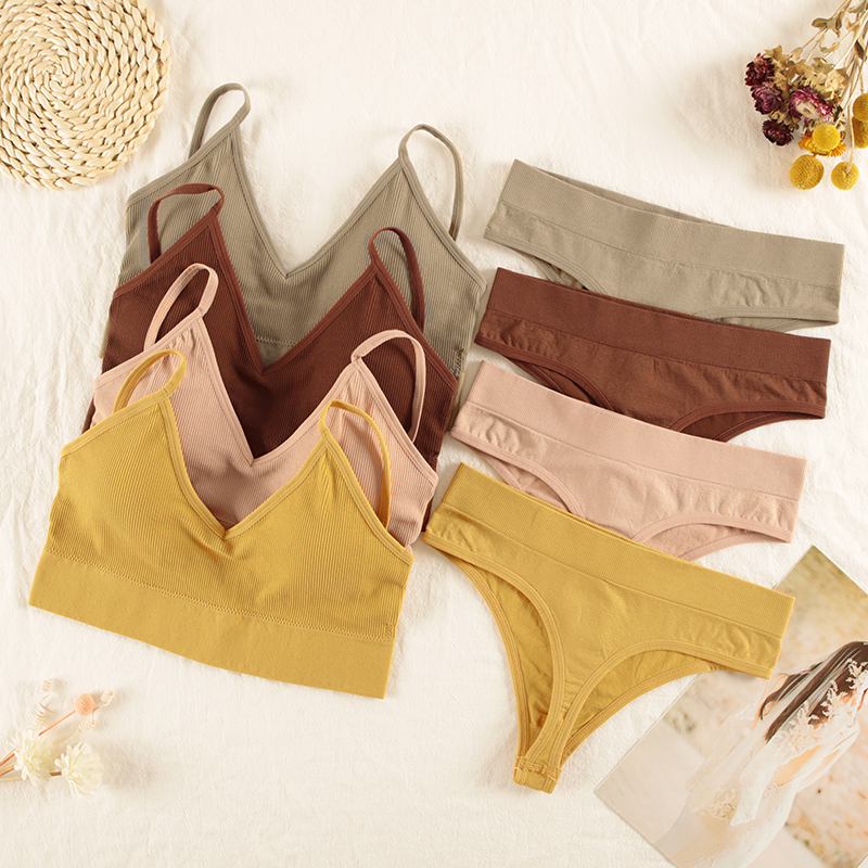 CHRLEISURE Women Underwear Set - T Shirt Bra Seamless recension och pris